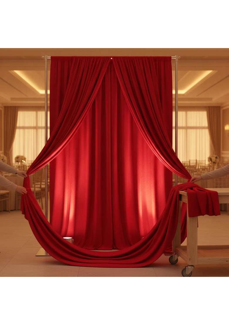 Myaddiction Wine Red Velvet Backdrop Fabric for Wedding Engagement Party Decoration Bright Red 30M - Indya