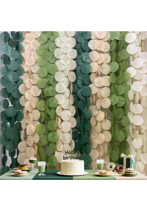 Pink Blume 205 Ft Sage Green Party Decorations Oilve Green and Beige Circle Dot Backdrop Garland Tissue Paper