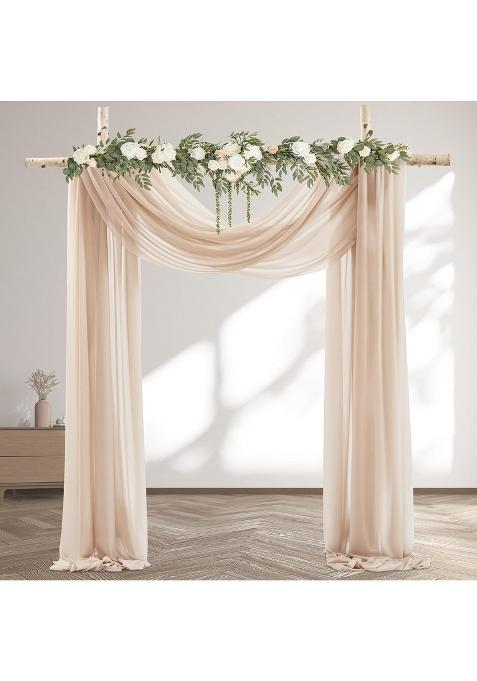 Party Talk 30 X 20Ft Wedding Arch Draping Fabric 3 Panels Dark Champagne Sheer Curtain Drapes Extra Wide