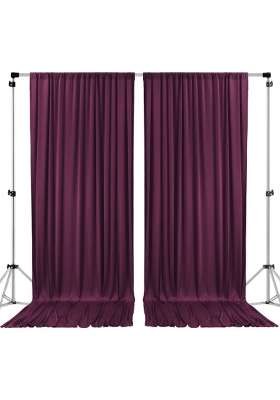 AK Trading CO 10 Feet X 10 Feet Eggplant Purple IFR Polyester Backdrop Drapes Curtains Panels with Rod Pockets