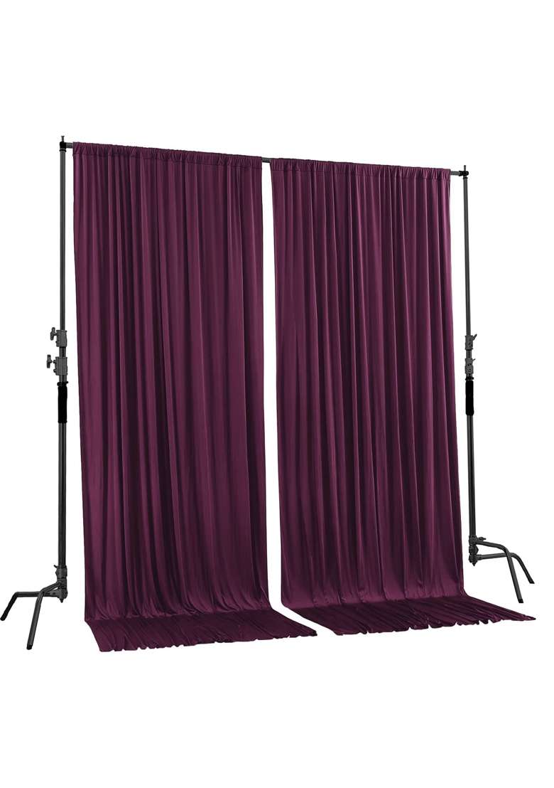 AK Trading CO 10 Feet X 10 Feet Eggplant Purple IFR Polyester Backdrop Drapes Curtains Panels with Rod Pockets - Indya