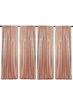 Wispet 2x8FT Rose Gold Sequin Backdrop Curtain for Party Decorations