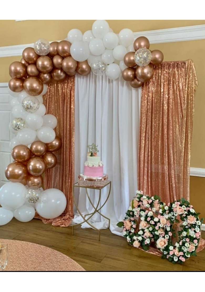 Wispet 2x8FT Rose Gold Sequin Backdrop Curtain for Party Decorations - Indya