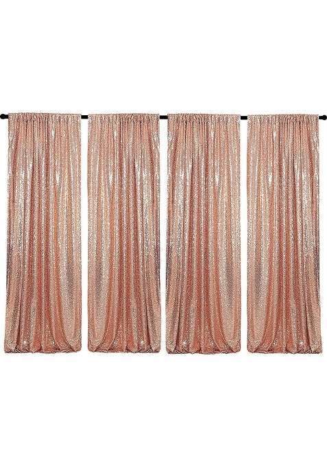 Wispet 2x8FT Rose Gold Sequin Backdrop Curtain for Party Decorations