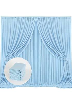 Mysky Home 20Ft X 10Ft Light Blue Backdrop Curtains for Parties Sky Blue Wedding Ceremony Party Photography