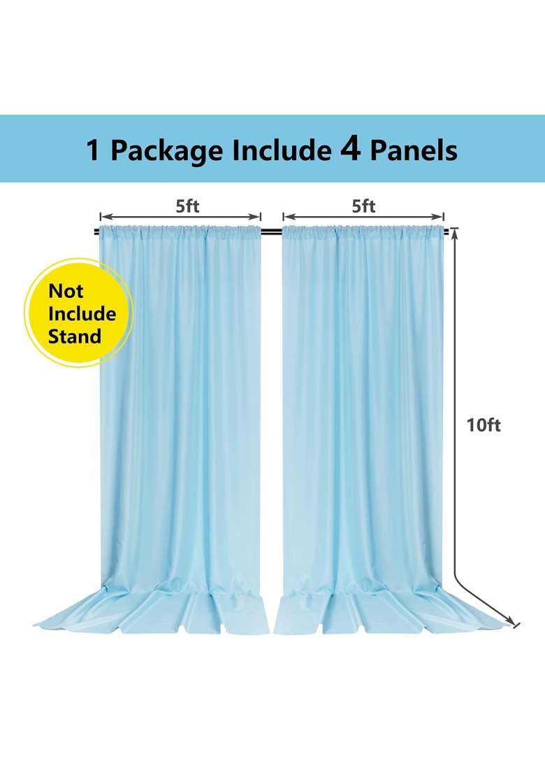 Mysky Home 20Ft X 10Ft Light Blue Backdrop Curtains for Parties Sky Blue Wedding Ceremony Party Photography - Indya