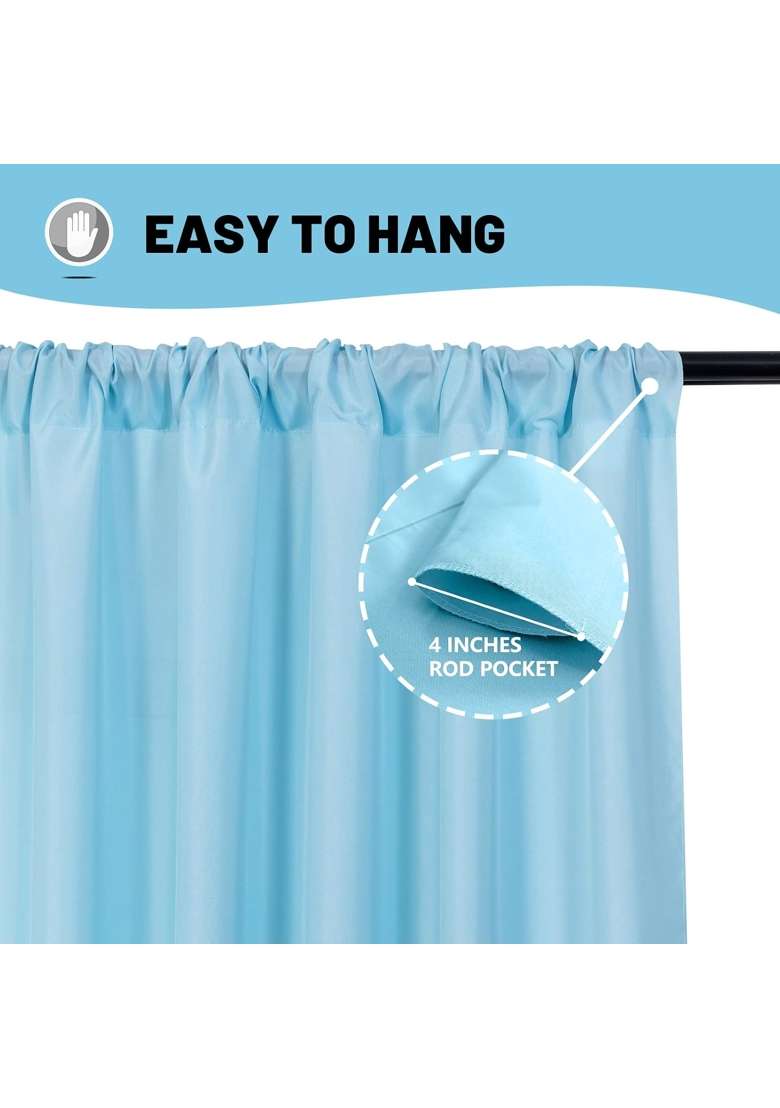 Mysky Home 20Ft X 10Ft Light Blue Backdrop Curtains for Parties Sky Blue Wedding Ceremony Party Photography - Indya