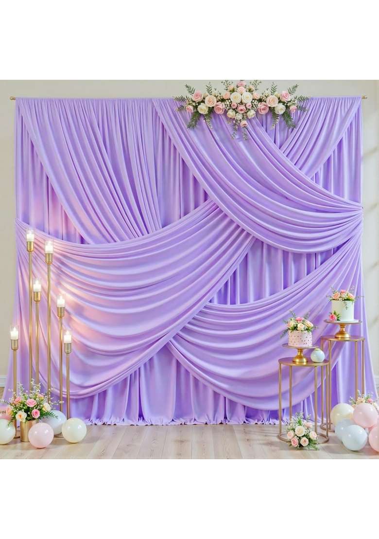 Tao Ge 20Ft X 10Ft Wrinkle Free Lavender Wedding Backdrop Curtains for Party Bridal Shower Reception - Indya