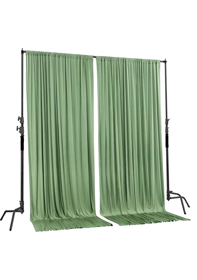 AK Trading CO 10 Feet Wide X 12 Feet Long IFR Polyester Backdrop Drapes Curtains Panels with Rod Pockets - Indya