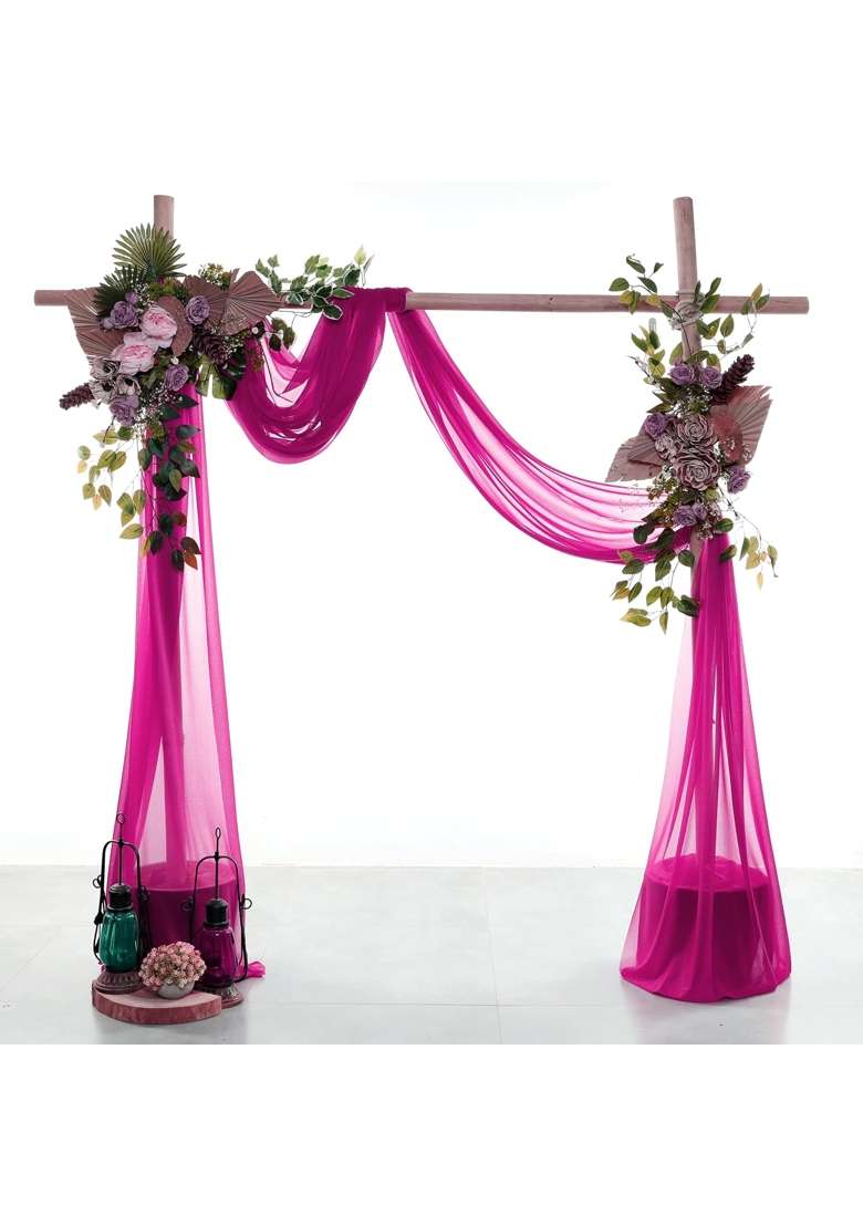 MDS Panels 30 Width X 20Ft Long Wedding Arch Draping Fabric Sheer Chiffon Fabric Drapery for Wedding Pack of 2 - Indya