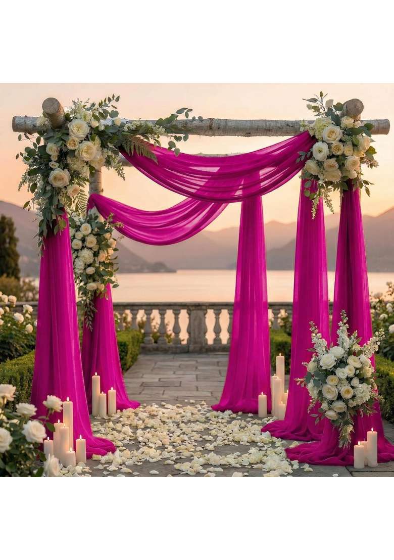 MDS Panels 30 Width X 20Ft Long Wedding Arch Draping Fabric Sheer Chiffon Fabric Drapery for Wedding Pack of 2 - Indya