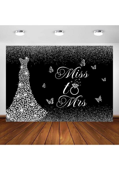 Avezano Miss to Mrs Bridal Shower Backdrop Black Silver Diamond Wedding Dress Bridal Shower Party Decorations