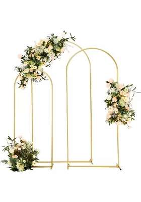 MPS MY Party Suppliers Arch Backdrop Stand Golden Backdrop Stand for Wedding Birthday Party Set of 3