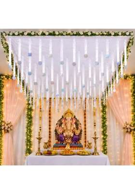 Priyakant Safawala Ganpati Decorative Ceiling Top Dollar Mandap Ideas at Home Festival