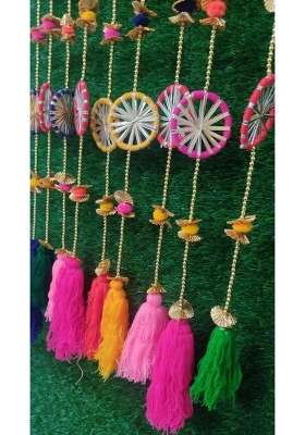 Style Speaks India Stylespeaks Pom Mirror Gota Hanging Decor 4 Feet Multicolor