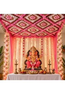 Priyakant Safawala Ganpati Decorative Ceiling Top Shankar Pali Mandap Ideas at Home Festival