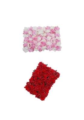 Artificial Flower Plants Panels Background Wall Wedding Decor Hot Pink and Red