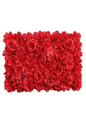Merishopp 2Xsilk Hydrangea Artificial Rose Flower Wall Wedding Background Red