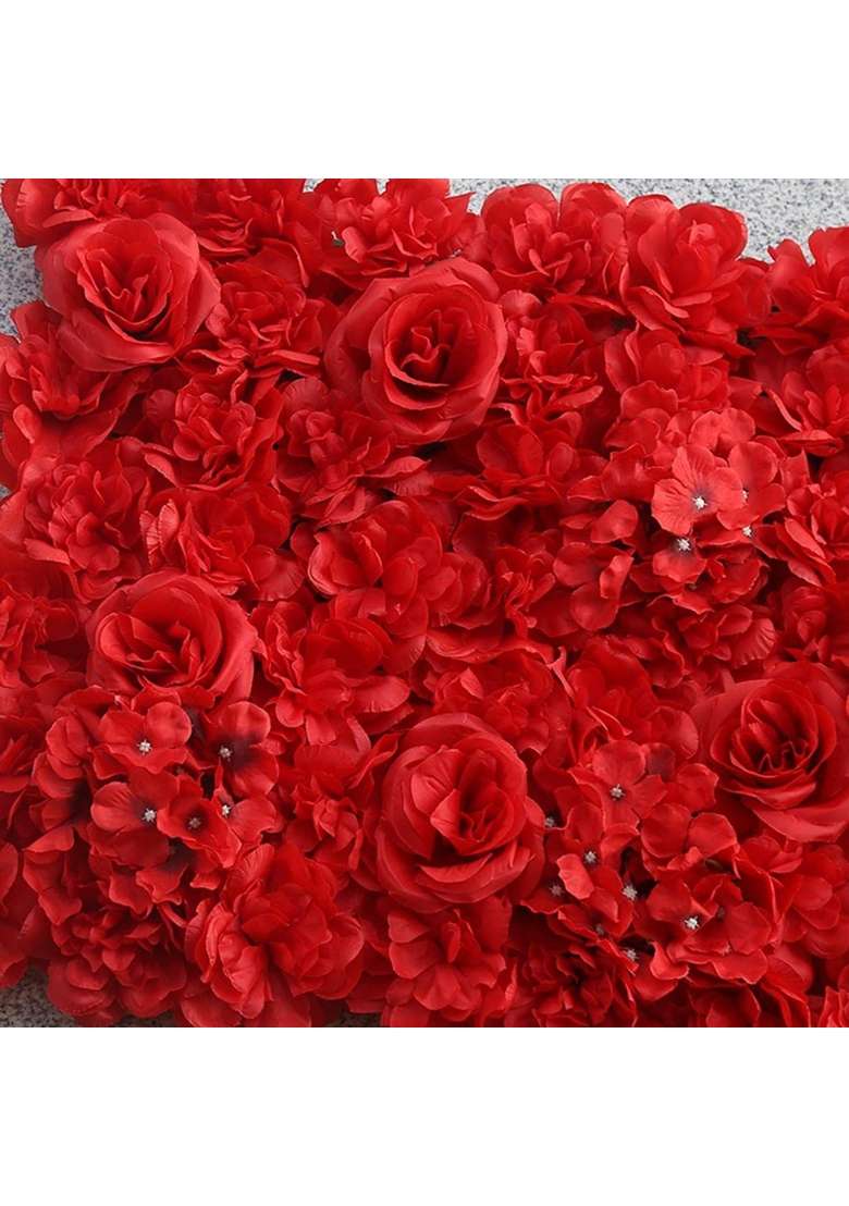 Merishopp 2Xsilk Hydrangea Artificial Rose Flower Wall Wedding Background Red - Indya