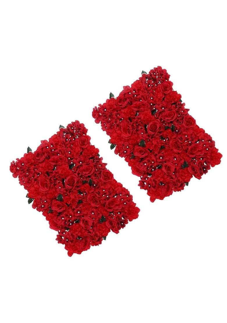 2X Artificial Flower Wall Wedding Venue Flower Pillar Main Road Decor Red - Indya