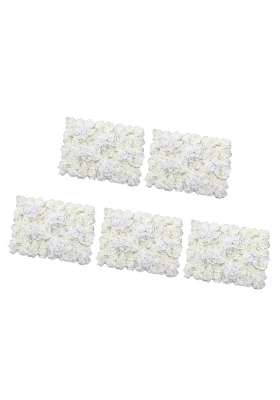 5 Pieces Artificial Rose Hydrangea Flower Wall Panels Wedding Decor Cream