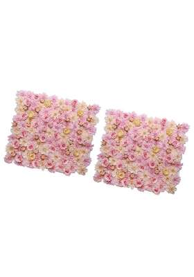 Merishopp 2 Pieces Artificial Flower Wall Panels Wedding Venue Decor Pink Champagne