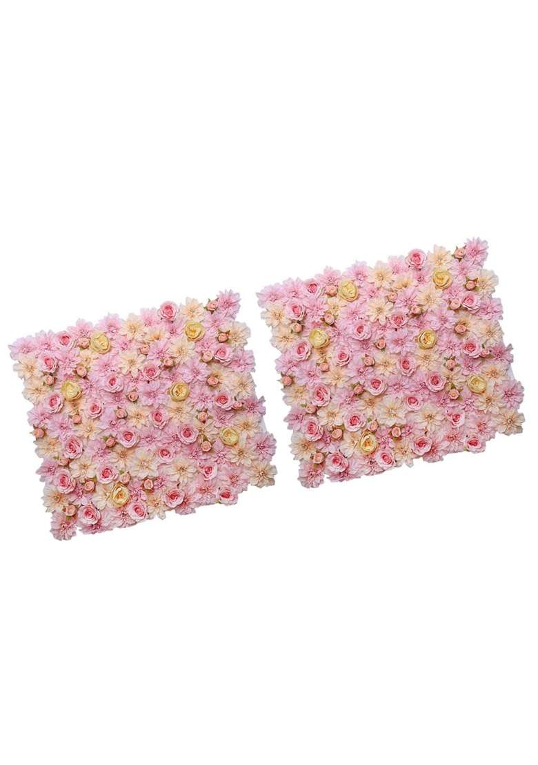 Merishopp 2 Pieces Artificial Flower Wall Panels Wedding Venue Decor Pink Champagne - Indya