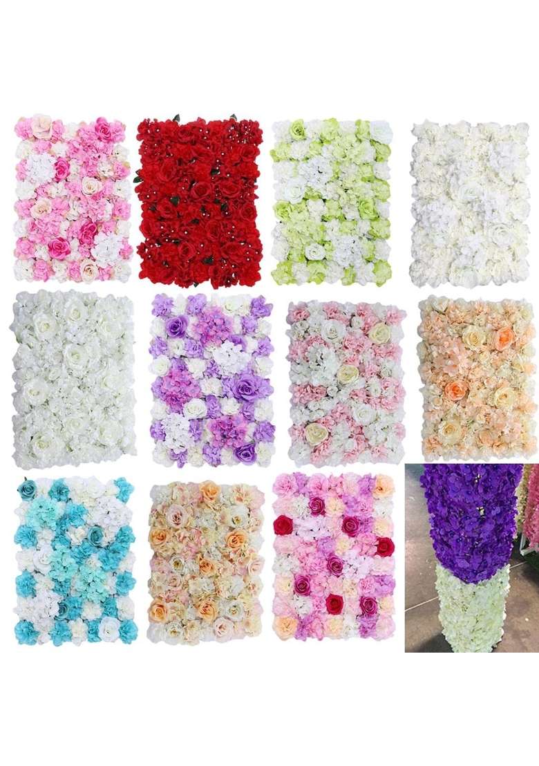 Merishopp 3X Artificial Flower Plants Panels Background Wall Wedding Decor Red - Indya