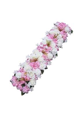 Merishopp Flower Panel Backdrop Road Decoration Silk Flower for Wedding Party Ceremony White Pink