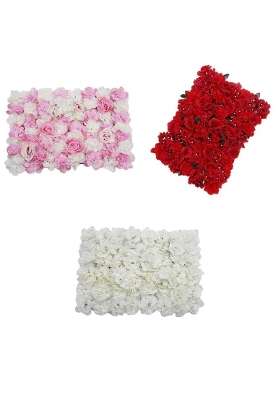 3 Pieces Artificial Flower Plants Panels Background Wall Wedding Decor