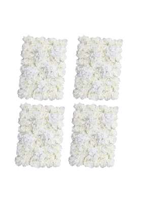 Merishopp 4 Pieces Artificial Flower Wall Wedding Venue Flower Pillar Road Decor Cream