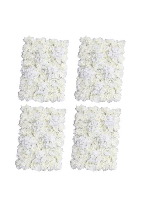 Merishopp 4 Pieces Artificial Flower Wall Wedding Venue Flower Pillar Road Decor Cream