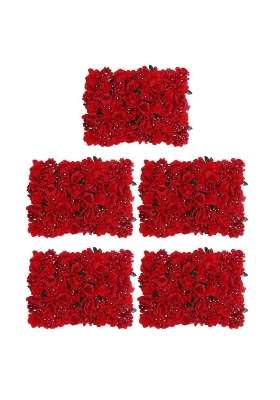 5Pcs Artificial Flower Wall Wedding Venue Flower Pillar Main Road Decor Red