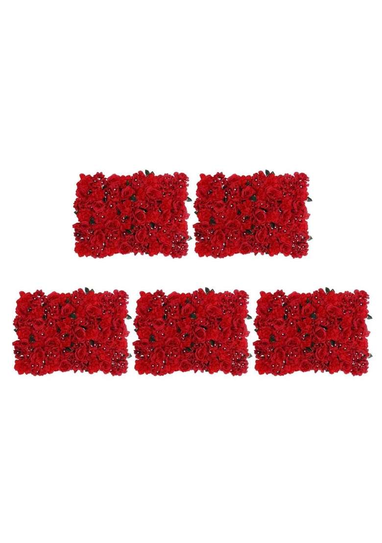 5Pcs Artificial Flower Wall Wedding Venue Flower Pillar Main Road Decor Red - Indya
