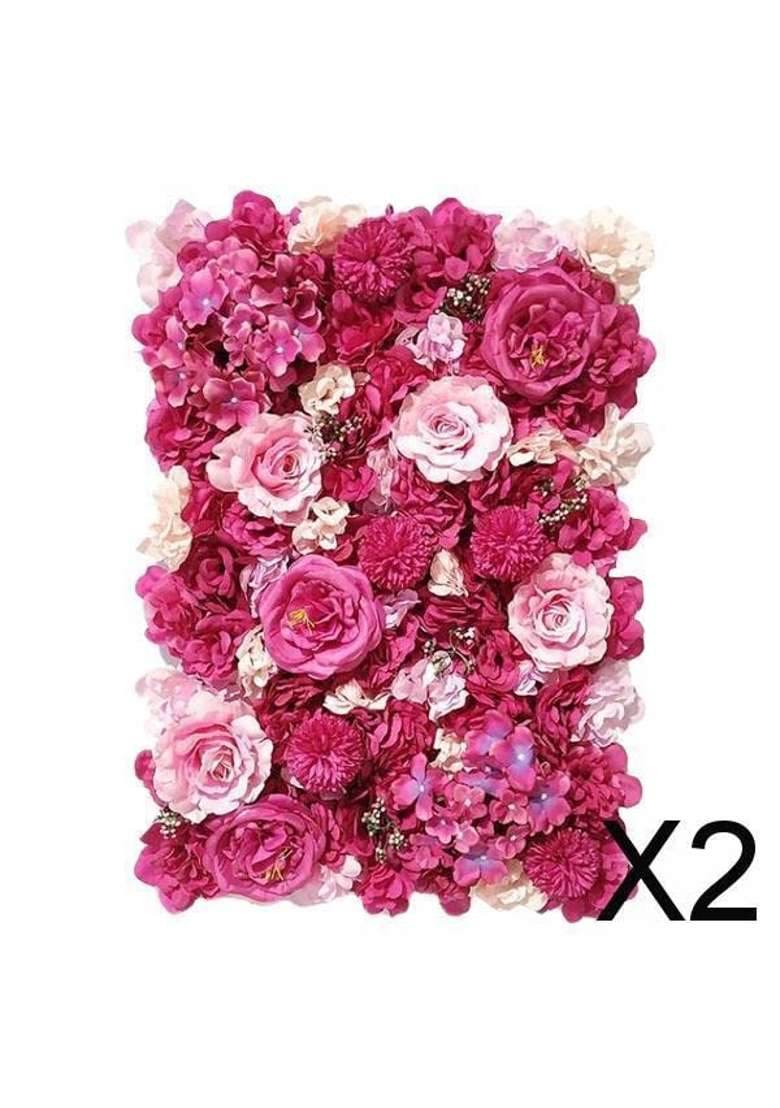 Trendynest 2Xartificial Silk Flowers Wall Panel Wedding Party Floral Backdrop Rose - Indya