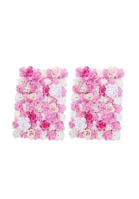 Merishopp 2Pcs Artificial Flower Wall Wedding Venue Flower Pillar Road Decor Hot Pink