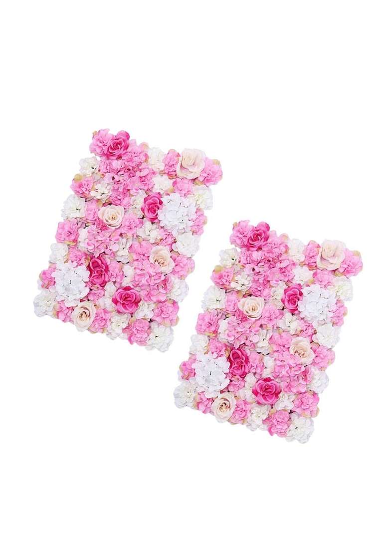 Merishopp 2Pcs Artificial Flower Wall Wedding Venue Flower Pillar Road Decor Hot Pink - Indya