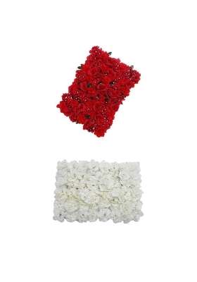 Trendynest 2X Artificial Flower Plants Panels Background Wall Wedding Decor Red White