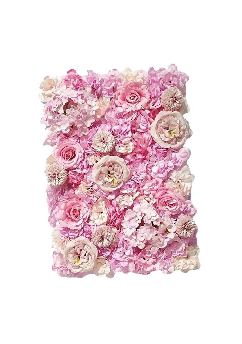 Trendivibe Artificial Silk Flowers Wall Panel Wedding Party Floral Backdrop Purple Pink - Indya