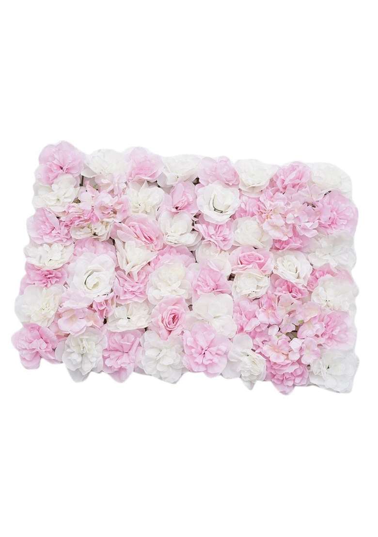 Merishopp 6 Pieces Artificial Flower Wall Panels Wedding Venue Decor Pink White - Indya