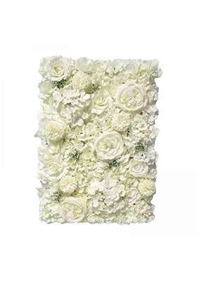 Merishopp 3Xartificial Silk Flowers Wall Panel Wedding Party Floral Backdrop White