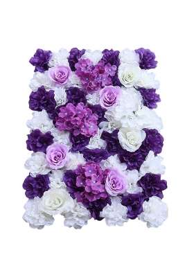 Merishopp 2Pcs Artificial Silk Rose Flowers Wall Panel for Wedding Venue Decor Purple