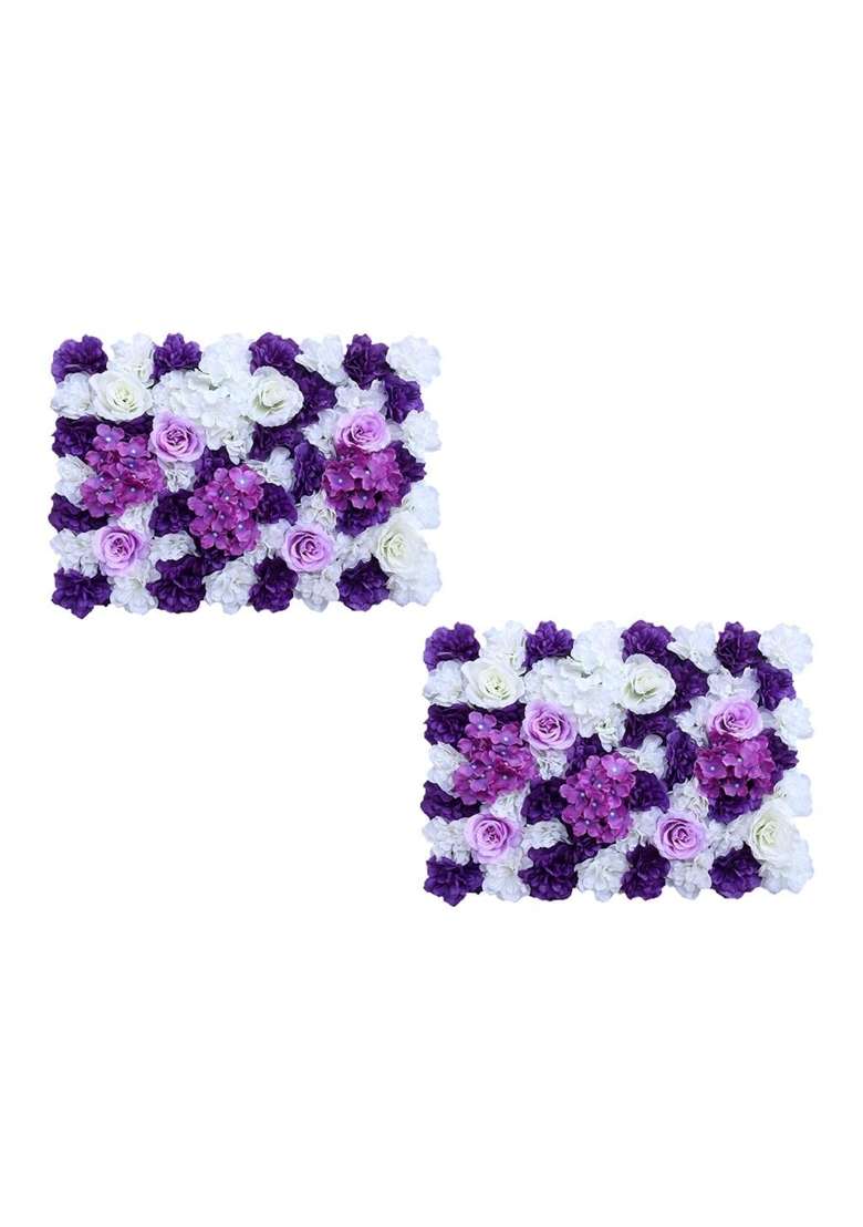 2Pcs Artificial Silk Rose Flowers Wall Panel for Wedding Venue Decor Purple - Indya