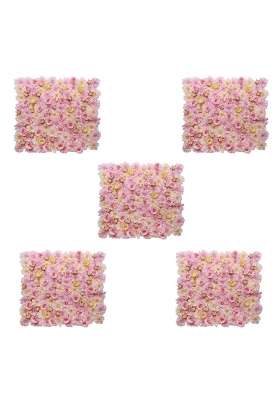 Merishopp 5Pcs Artificial Flower Wall Panels Wedding Venue Decor Pink Champagne