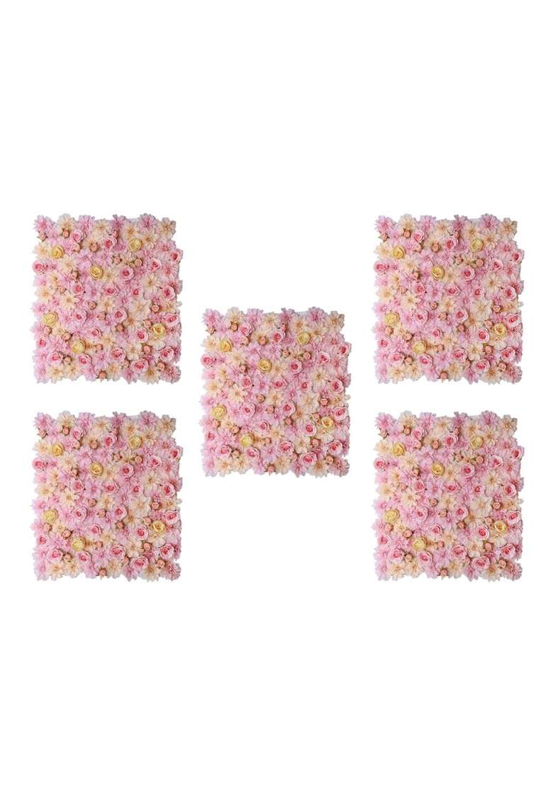 Merishopp 5Pcs Artificial Flower Wall Panels Wedding Venue Decor Pink Champagne - Indya