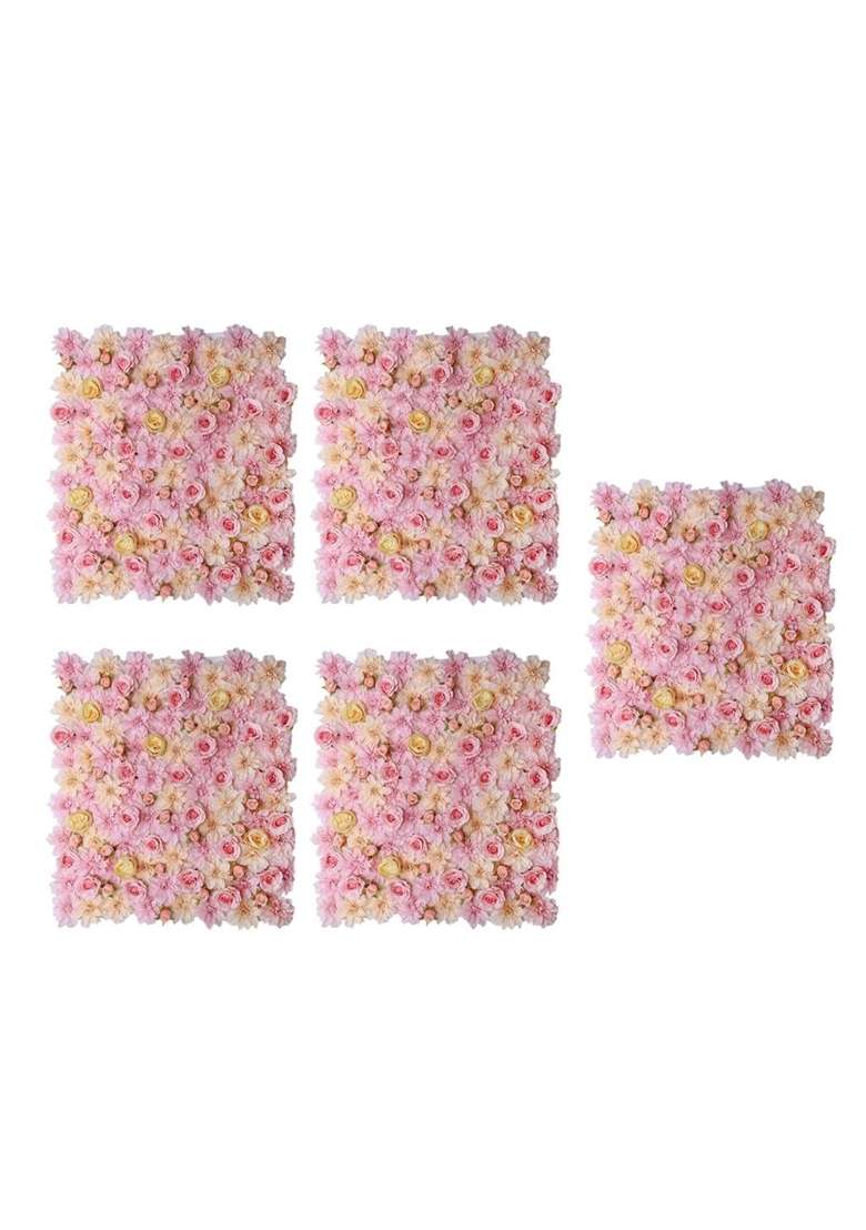 Merishopp 5Pcs Artificial Flower Wall Panels Wedding Venue Decor Pink Champagne - Indya