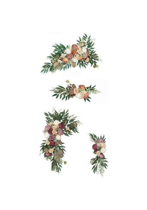 Merishopp 4Pcs Flower Arch Fall Floral Arrangements Wreath for Garden Background Decor