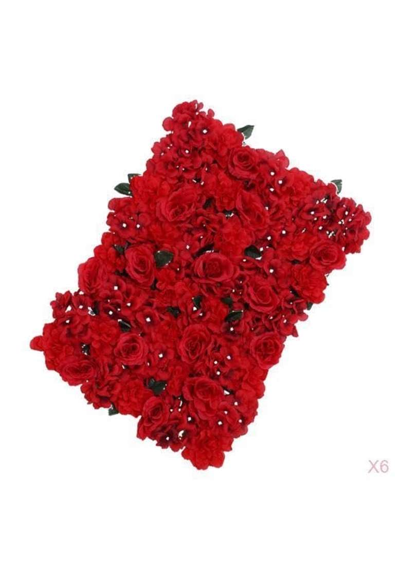 Merishopp 6Pcs Artificial Flower Wall Wedding Venue Flower Pillar Main Road Decor Red - Indya