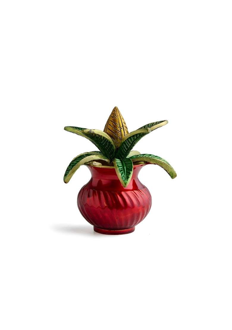 Esplanade Brass Mangal Showpiece Multicoloured with Coconut Shriphal Traditional Pooja - Indya