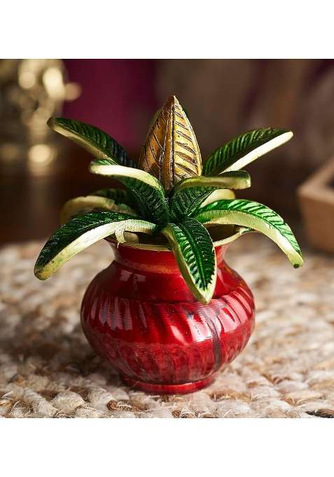 Esplanade Brass Mangal Showpiece Multicoloured with Coconut Shriphal Traditional Pooja